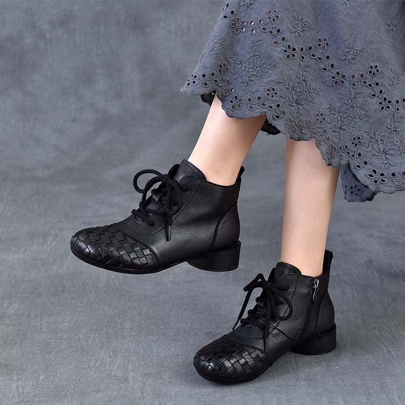 Women's Flat Mom Ankle Beef Tendon Soft Bottom Retro With First Boots