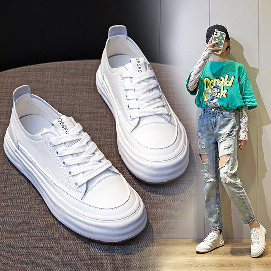 Women's Genuine Platform White Spring Closed Toe Casual Shoes