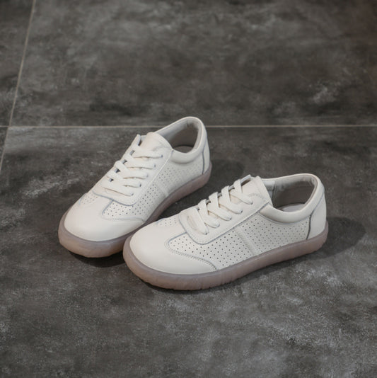 Women's Cowhide Hollowed Leisure Pumps Flat Fruit Casual Shoes