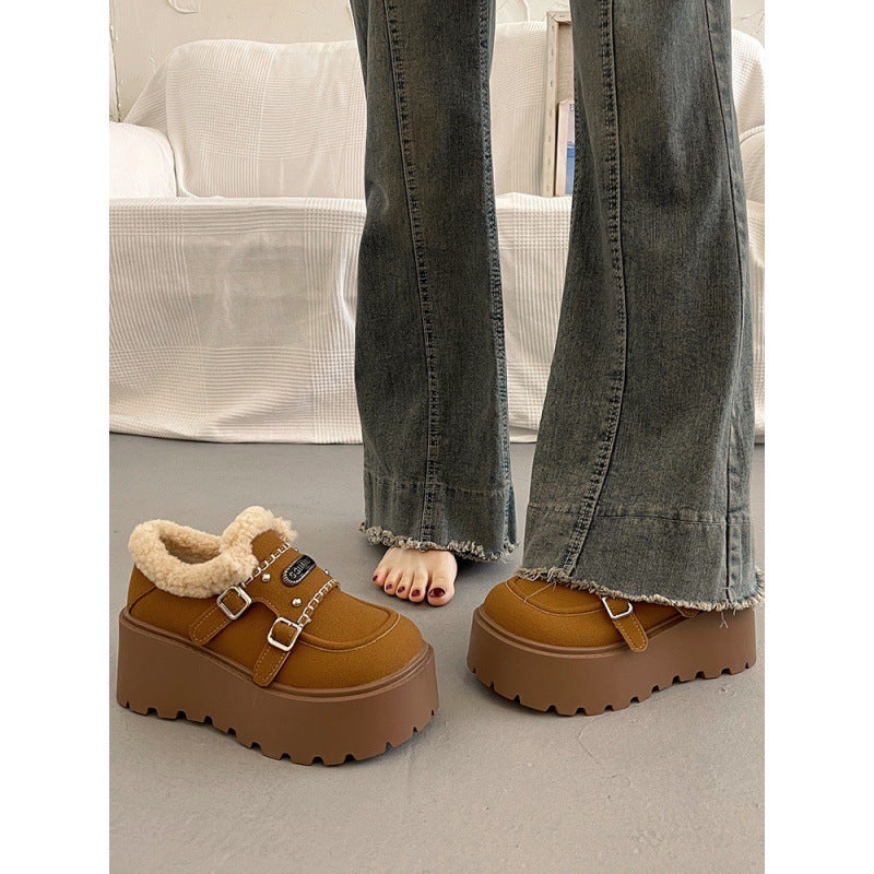 Height Increased Cotton Female Winter Fleece Lined Padded Warm Keeping Boots