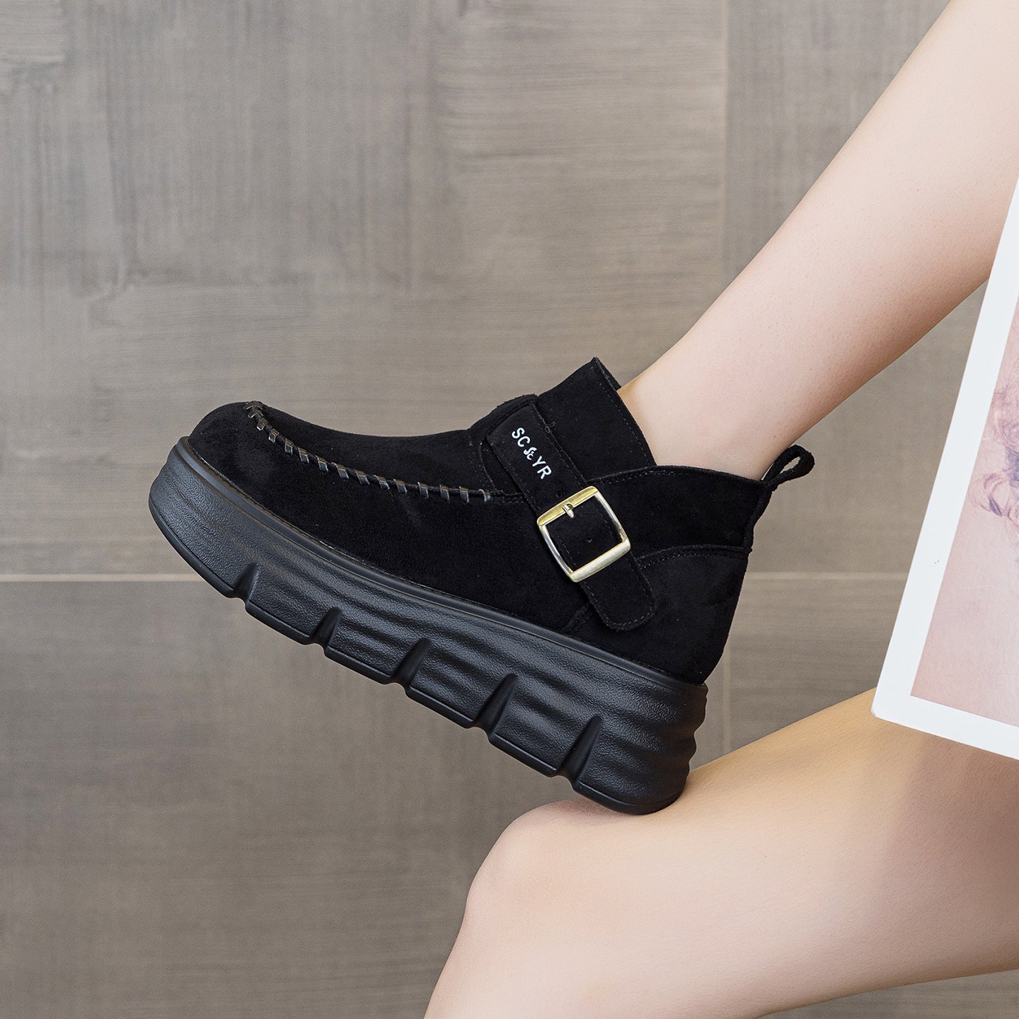 Women's For Autumn British Style Retro Platform Heighten Women's Leather Boots