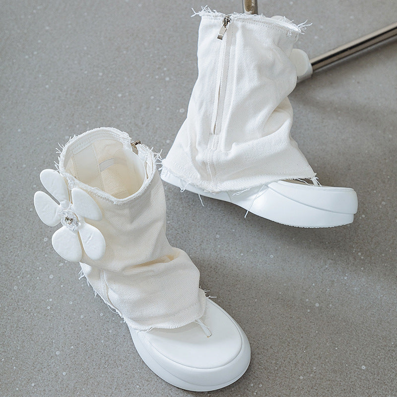 Thick Bottom Toe Hot Jeans Tube Short Summer High-grade Sandals