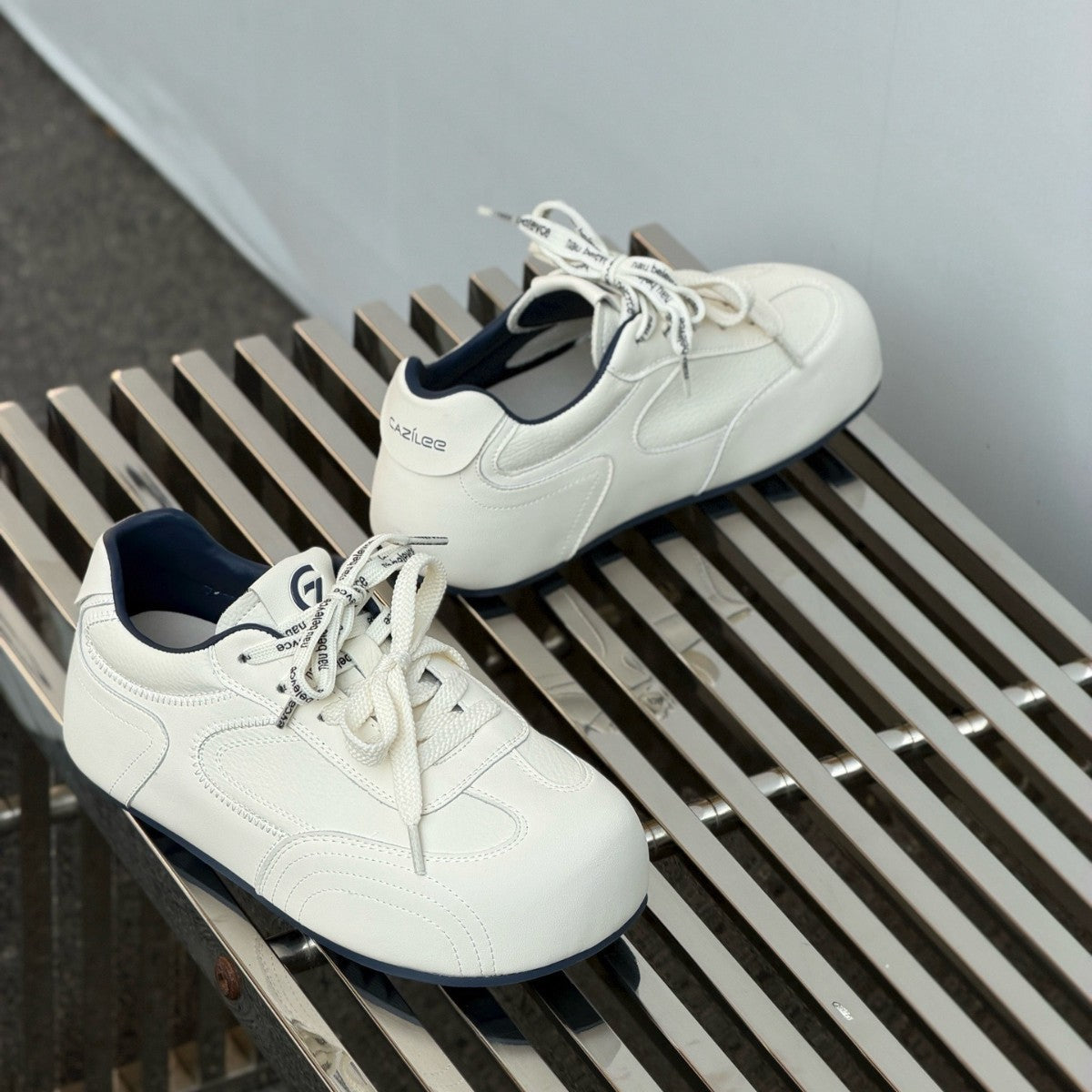 Women's Platform White Simple Height Increasing Insole German Training Casual Shoes