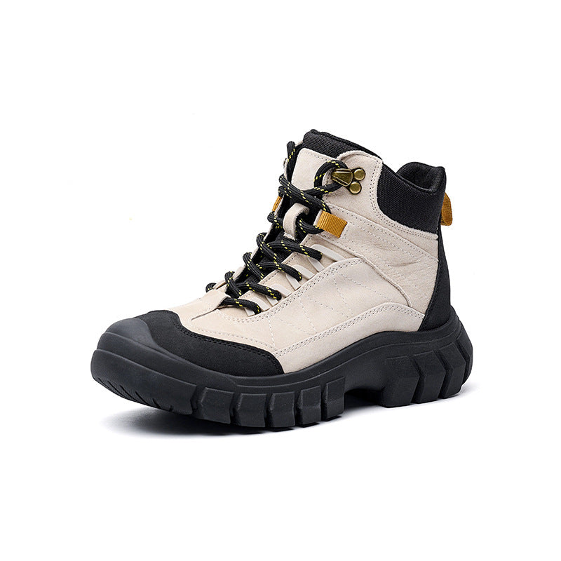 Women's Travel Veet Martin Height Increasing Insole British Style Hiking Climbing Women's Leather Boots