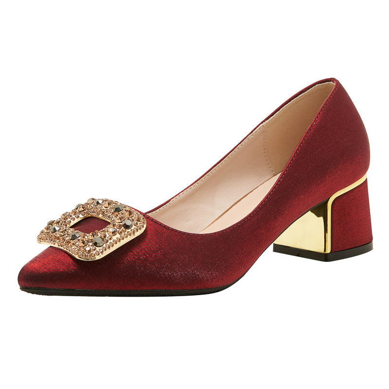Women's High Pointed Toe Chunky Large Size Plus Sizes Mother-in-law For Women's Fashion Shoes