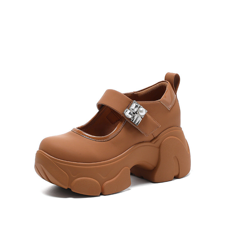 Women's Style High Velcro Autumn Chunky Waterproof Platform Shallow Mouth Women's Casual Shoes