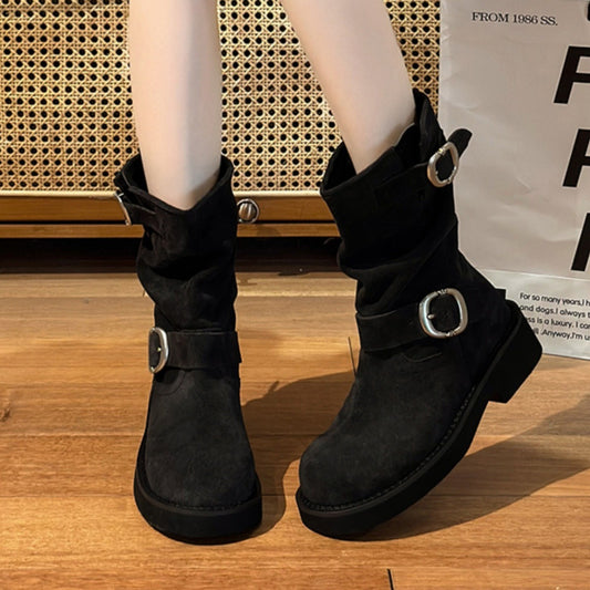 Women's Li Round Head Middle Short Breathable Boots