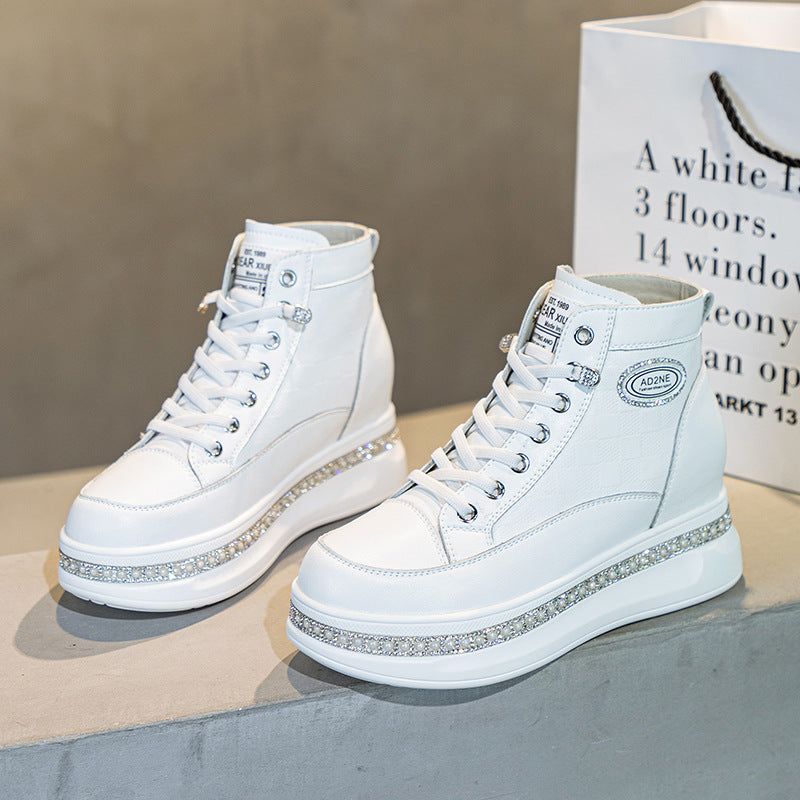 Women's Platform Muffin Height Increasing Insole Genuine Sneakers