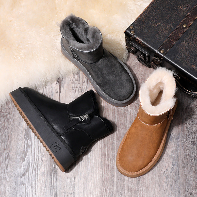 Women's Genuine Short Thick Bottom Winter Waterproof Snow Boots