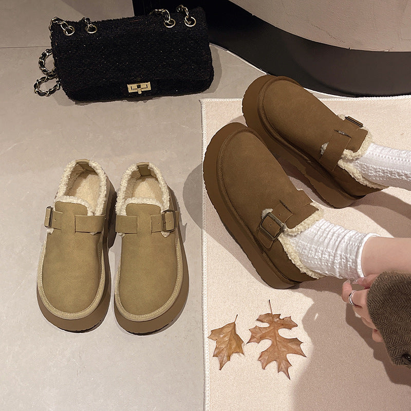 Women's Platform Cotton Outdoor Winter Warm Woolen Bread Furry Women's Shoes