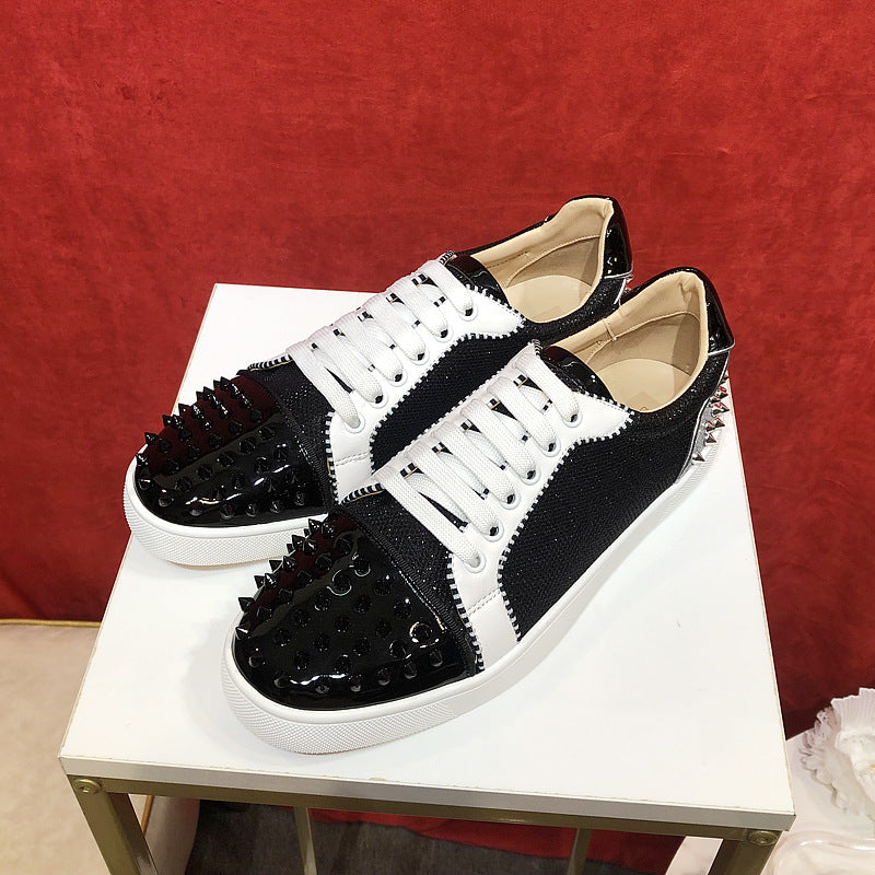 Men's Red Sole Board Sequined Rivet Trendy Versatile Women's Casual Shoes