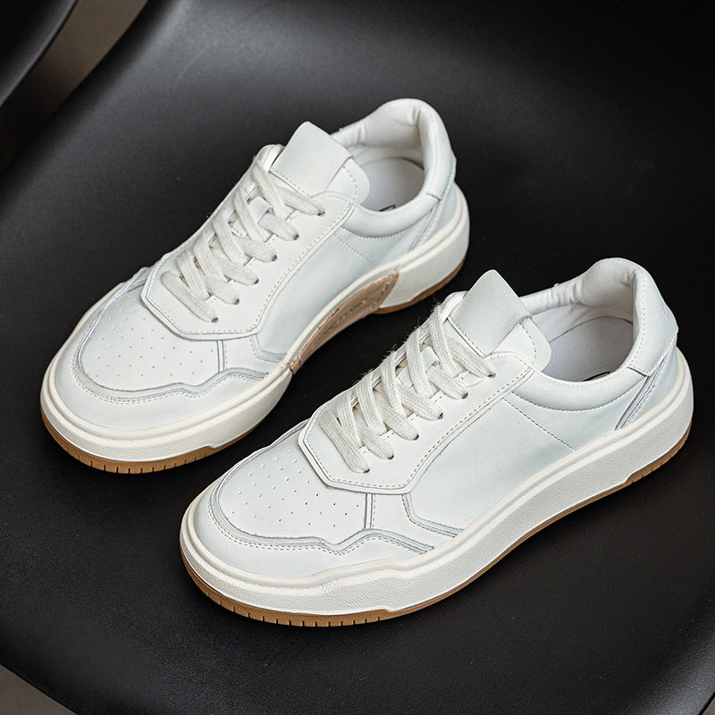 Women's Cowhide Trendy Autumn Thick-soled Wild White Women's Board Shoes