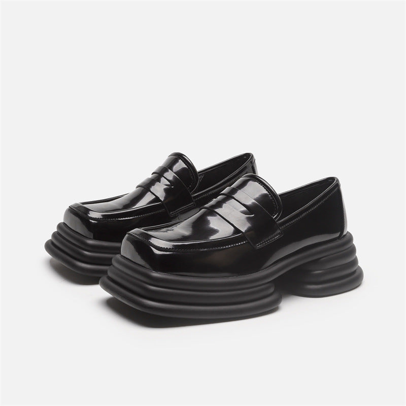 Thick-soled Retro British Square Toe Chunky Loafers