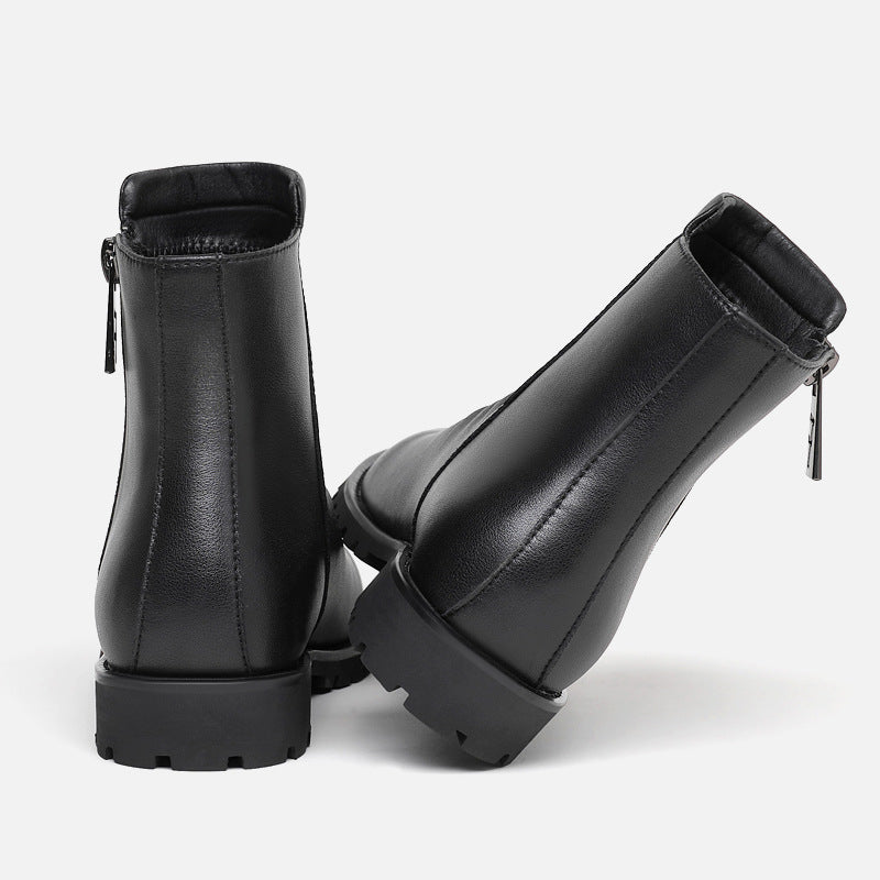 Men's Smoke Pipe Zipper British Style Genuine Boots
