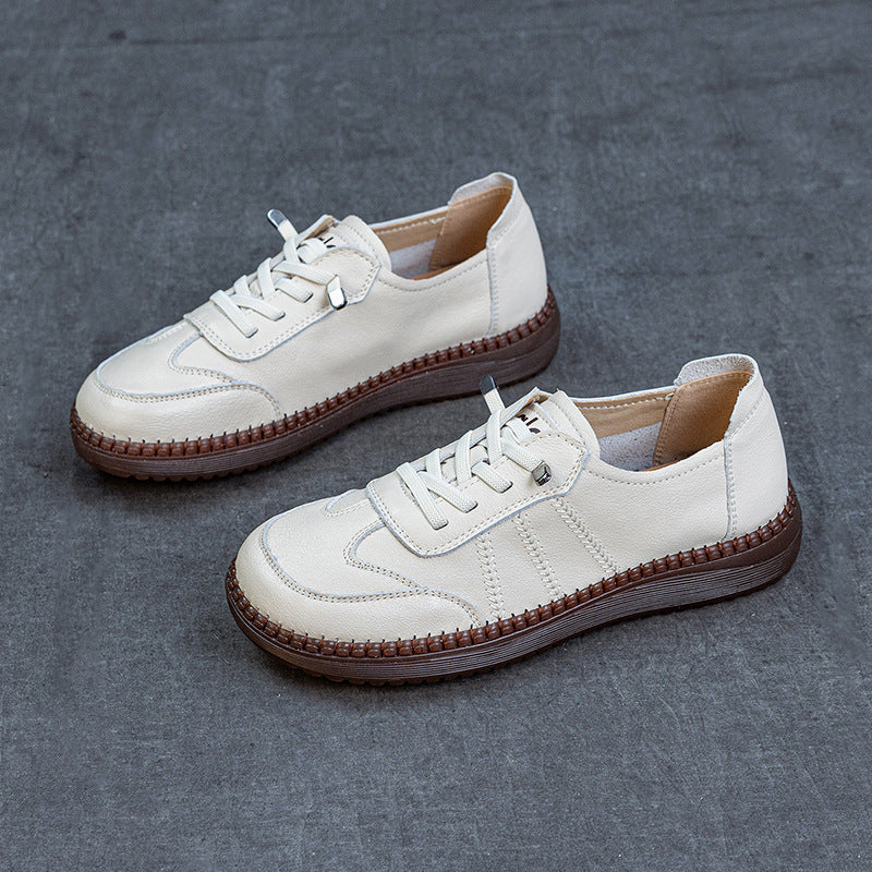 Women's First Layer Cowhide Vintage Handmade Spring Flat Soft Bottom Comfortable Loafers