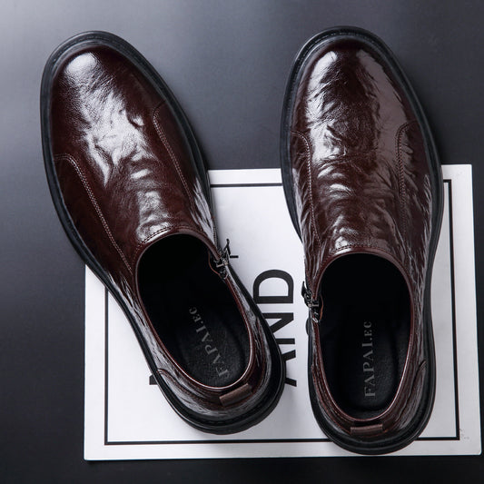 Men's Business Formal Wear Sheep Lazy Brown Leather Shoes