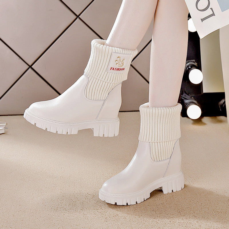 Women's Height Increasing Insole For Platform Wedge Thermal Women's Leather Boots