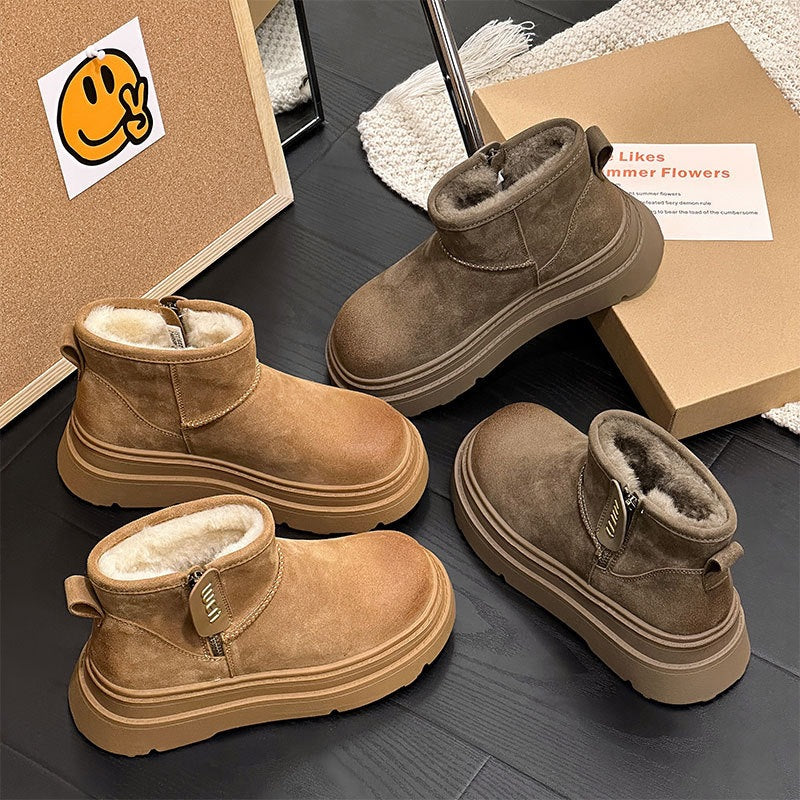Cotton Winter Fleece-lined Thickened Northeast Platform Boots