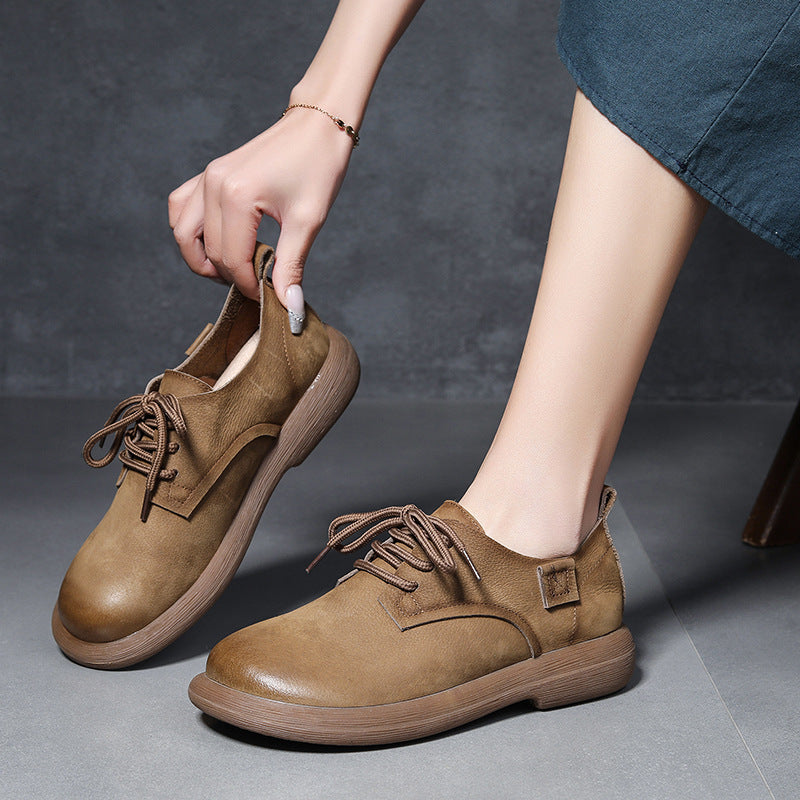 Layer Cowhide Light Bottom Front Outdoor Fashion Trend Ladies Soft Leather Shoes