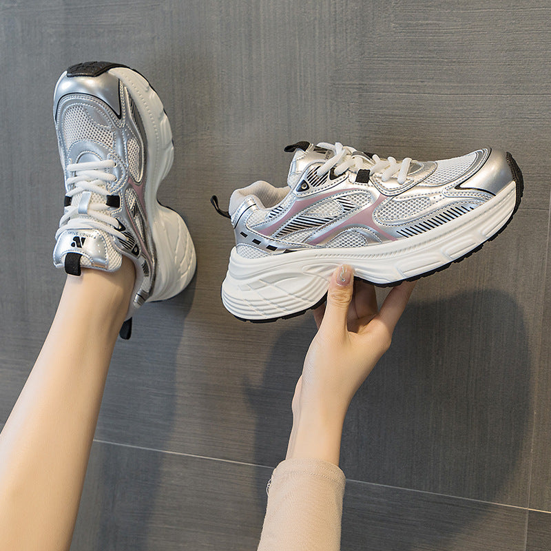 Women's Lightweight Platform Mesh Elevator Breathable Clunky Sneakers