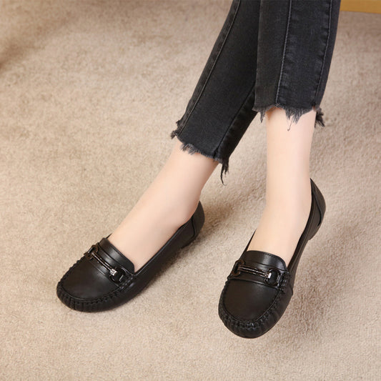 Women's Mother's Genuine Soft Bottom Pumps Flat Tendon Women's Shoes