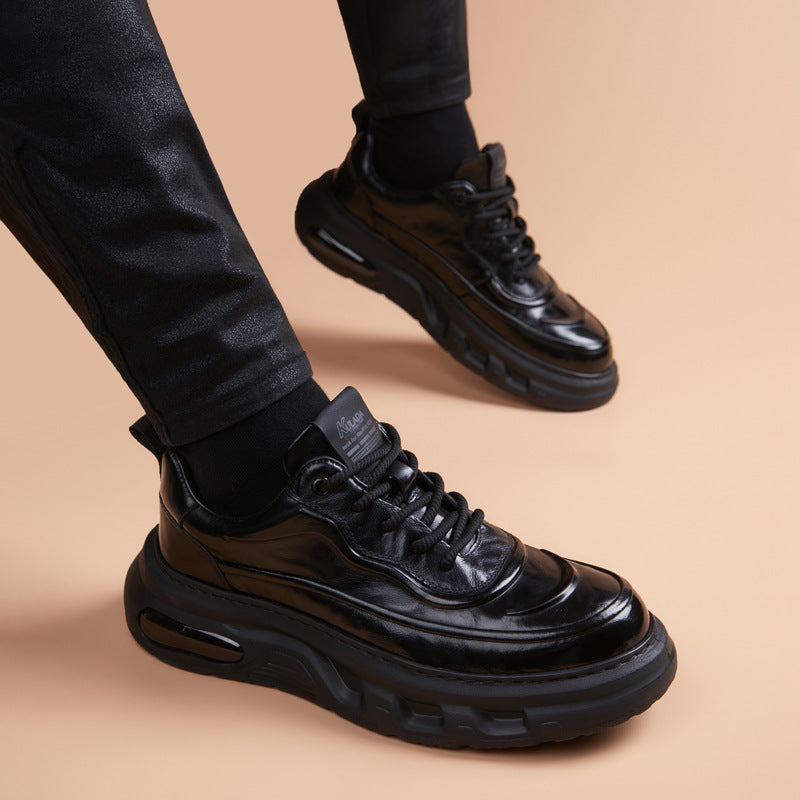 Men's Thick-soled Dad Super Popular Fashion Top Layer Cowhide Men's Business Leather Shoes