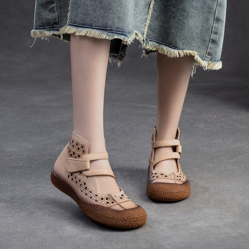 Women's Hollow Breathable Retro Style Velcro Fashion Sandals