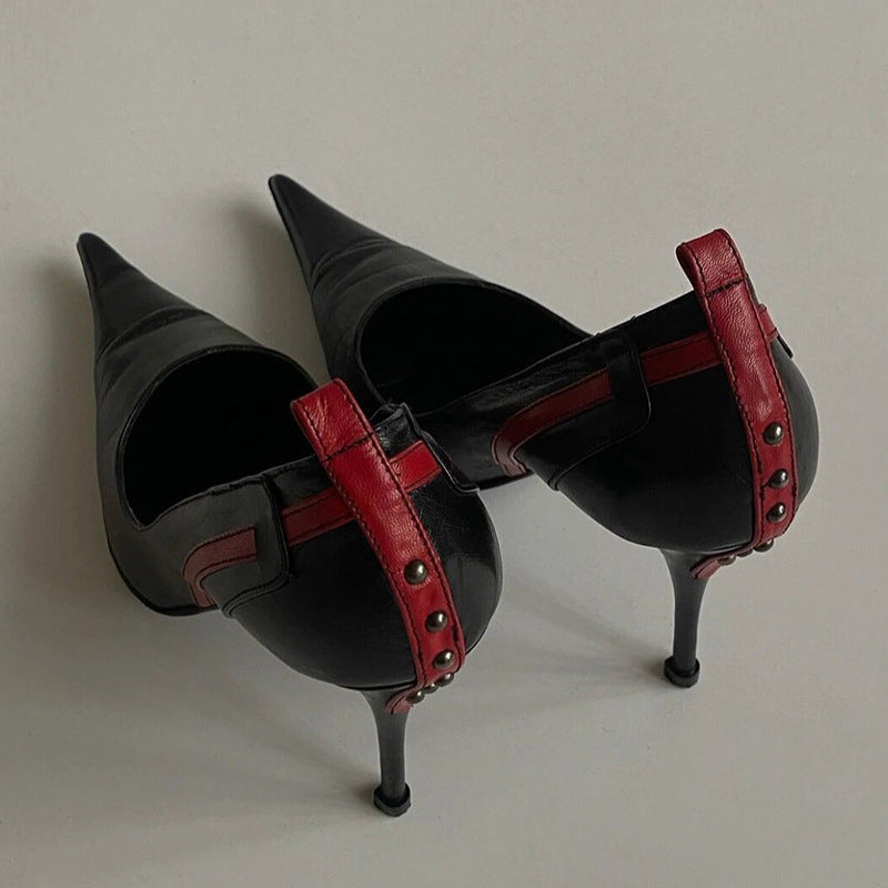 Women's Stiletto Rivet High Design Shallow Mouth Women's Fashion Shoes