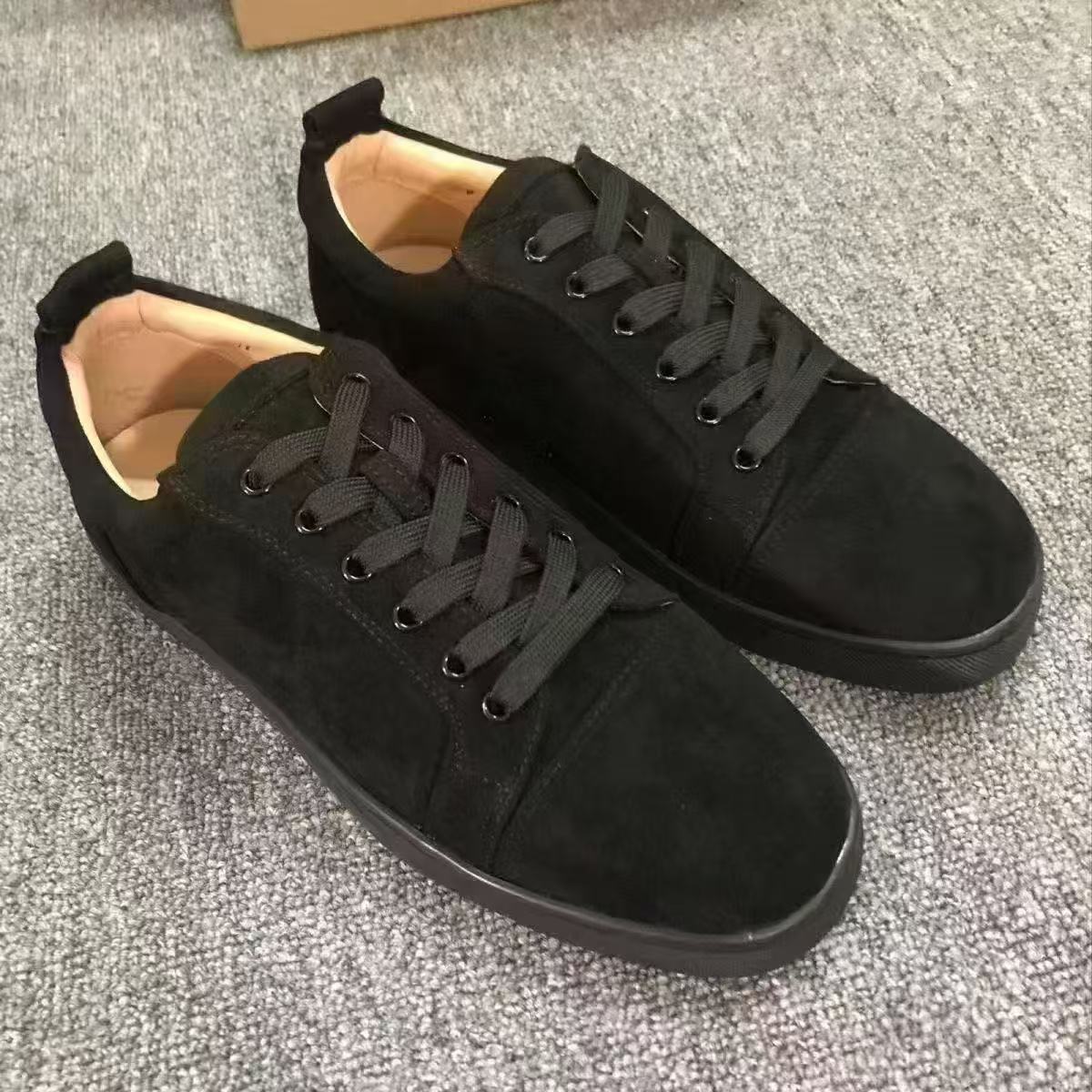 Women's & Men's Red Bottom Rivet Lace Up Trend Couple Black Women's Shoes