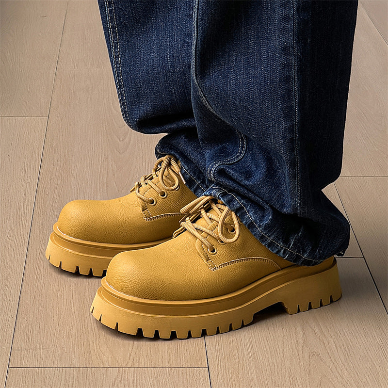 Men's Bottom Heightened Matte High-grade Black British Men's Business Leather Shoes