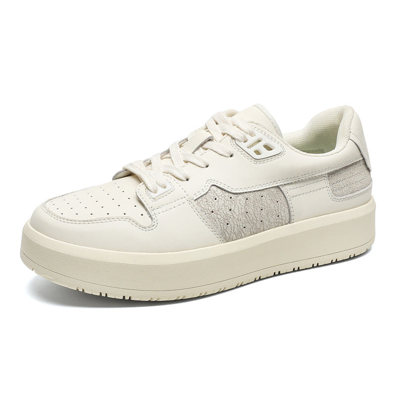 Men's Design Crack White Trendy Platform Heightened Men's Board Shoes