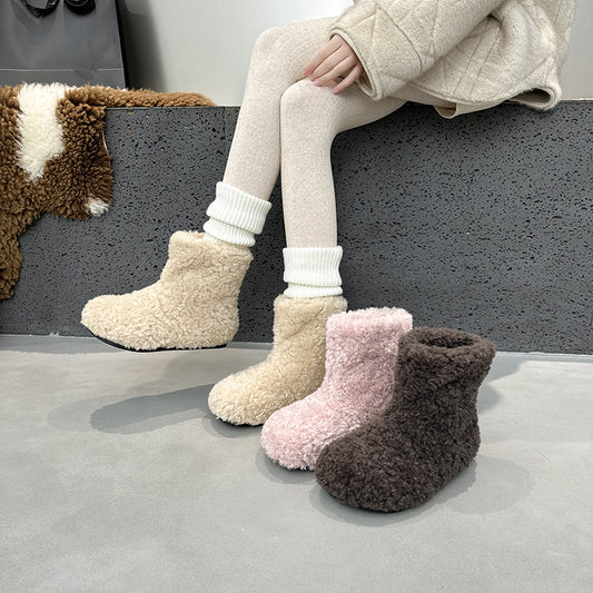 Women's Height Increasing Insole Warm Winter Fleece-lined Fluffy Short Women's Snow Boots