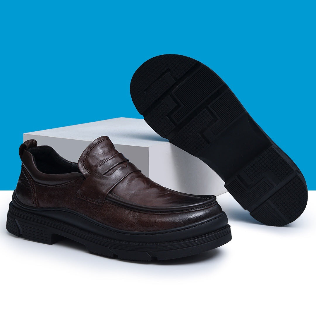 Men's Genuine Cowhide Business Big Toe Versatile Leather Shoes