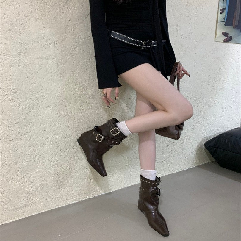 Women's Rivet Trouser Legs Increased Pointed Ankle Women's Shoes