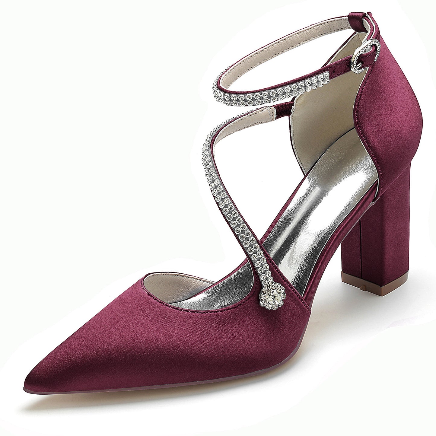 Women's Pointed Rhinestone Strap Wristband Wedding Bridal Women's Fashion Shoes