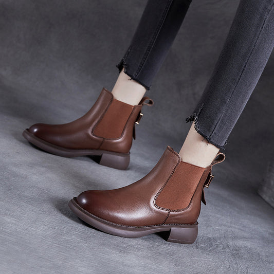 Women's Chelsea Ankle Elastic Band Slip-on Short Low Comfortable Boots