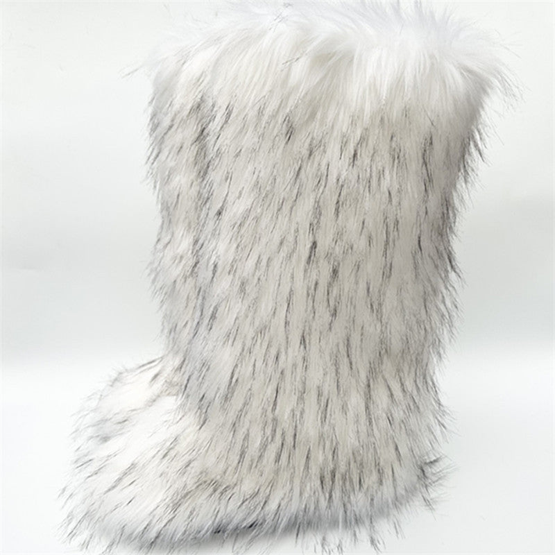 Classy Furry Trendy Thickening Plus Size Snow Boots