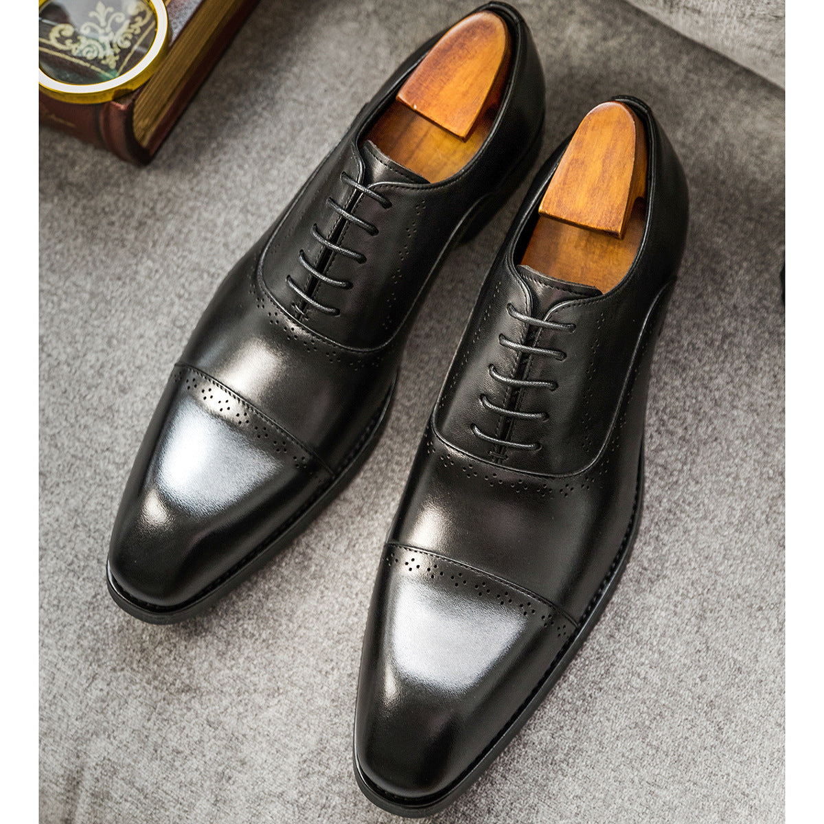 Men's Square Toe Formal Wear Top Layer Men's Business Leather Shoes