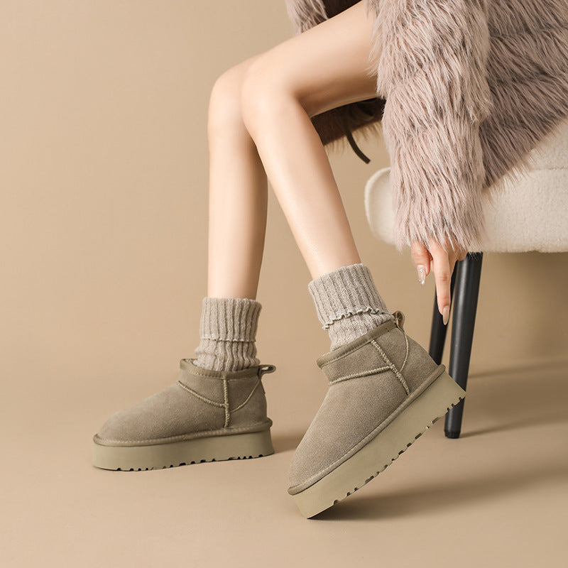 Women's Platform Winter Fur Integrated Fleece Lined Snow Boots