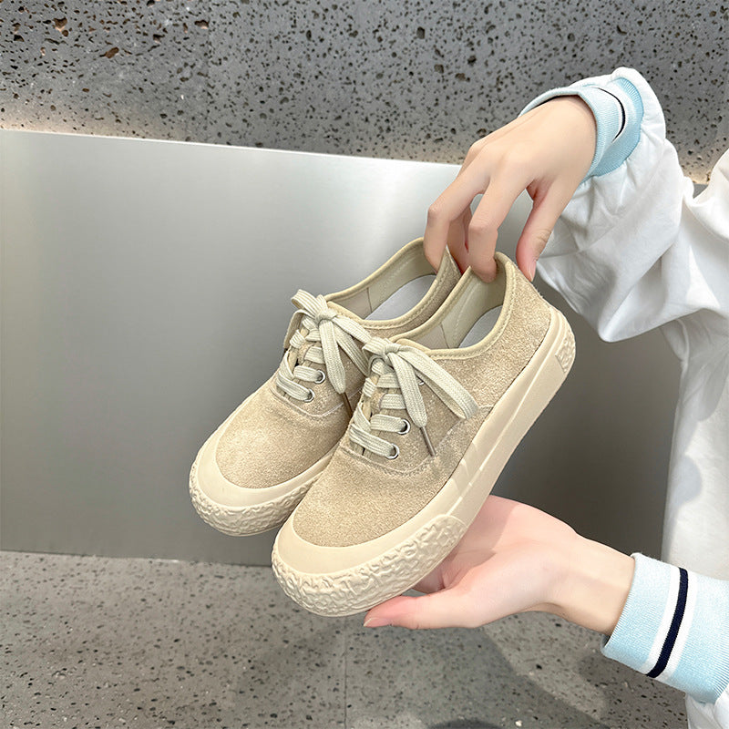 Women's Rubber Sole Retro Solid Color British Style Women's Casual Shoes