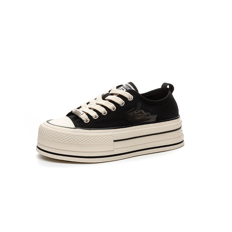 Women's Platform White Summer Mesh Breathable Sports Low-cut Casual Shoes
