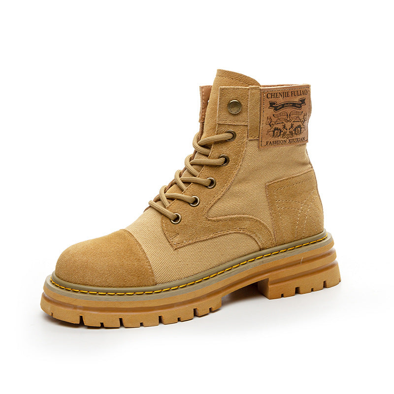 Women's Thin Genuine Platform Martin Height Increasing Insole Desert Travel Boots