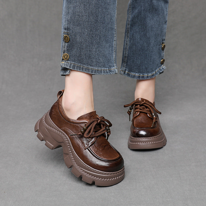 Women's Platform Versatile Four Genuine Lightweight Not Tired Feet British Loafers