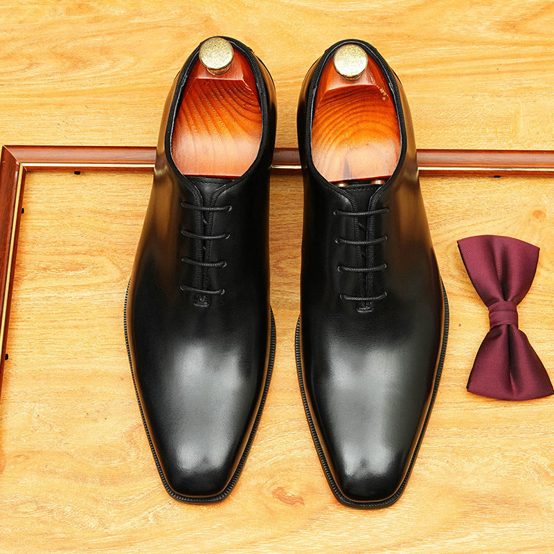 Graceful Men's British Pointed Formal Oxford Men's Business Leather Shoes