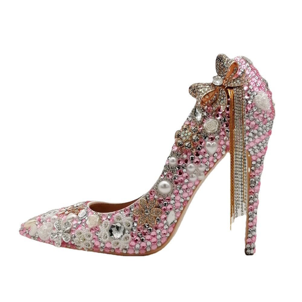 Wedding Bridal Pearl Rhinestone White Fine High Women's Fashion Shoes