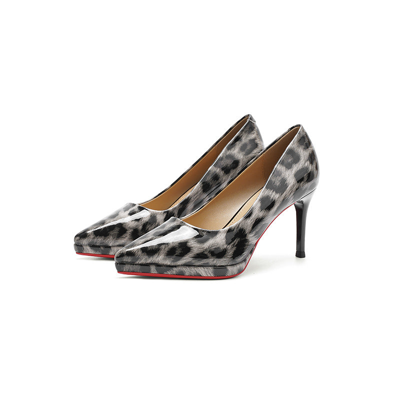 Women's Print Classy Stilettos Low-cut High French Patent Banquet Women's Fashion Shoes