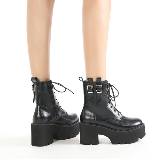 Women's Size Muffin Platform Round Toe Martin Boots