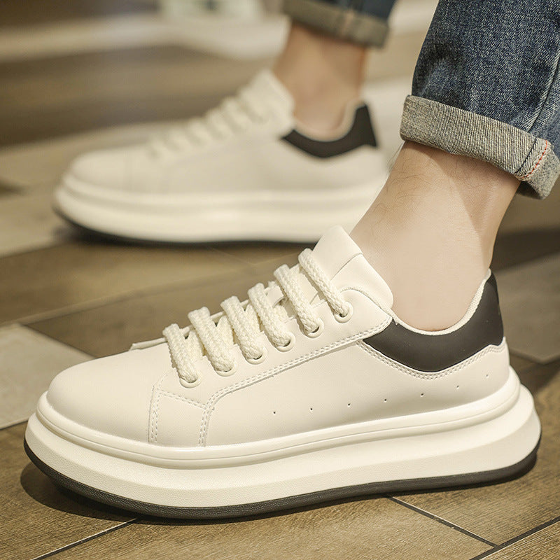 Men's Preppy Style Platform White Green Little Board Men's Sports Shoes