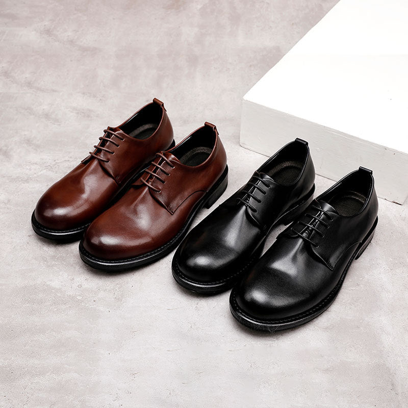 Men's Head Good Year Sole Handmade Retro British Leather Shoes