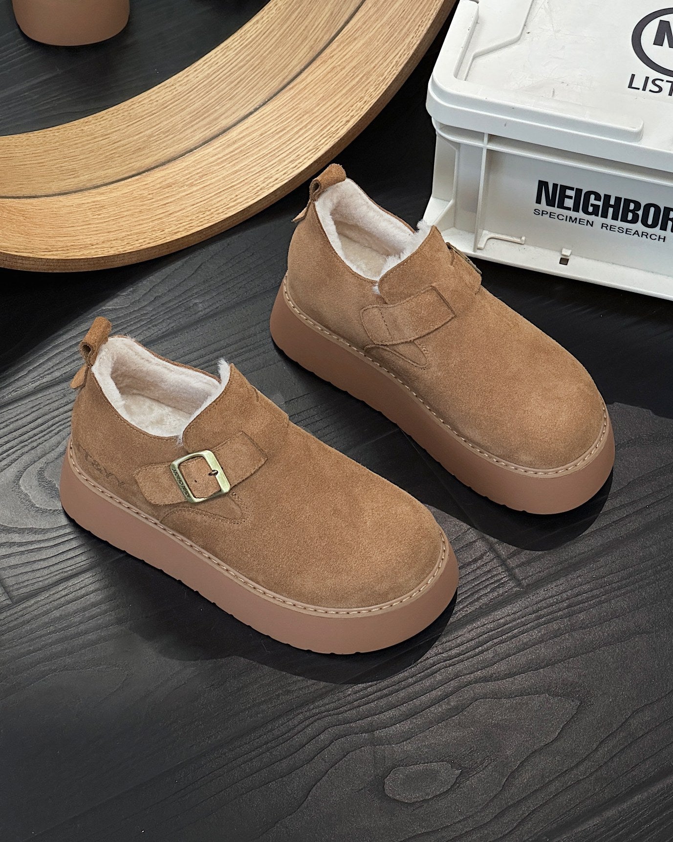 Women's Thick-soled Winter Fleece-lined Slip-on Platform Warm Loafers